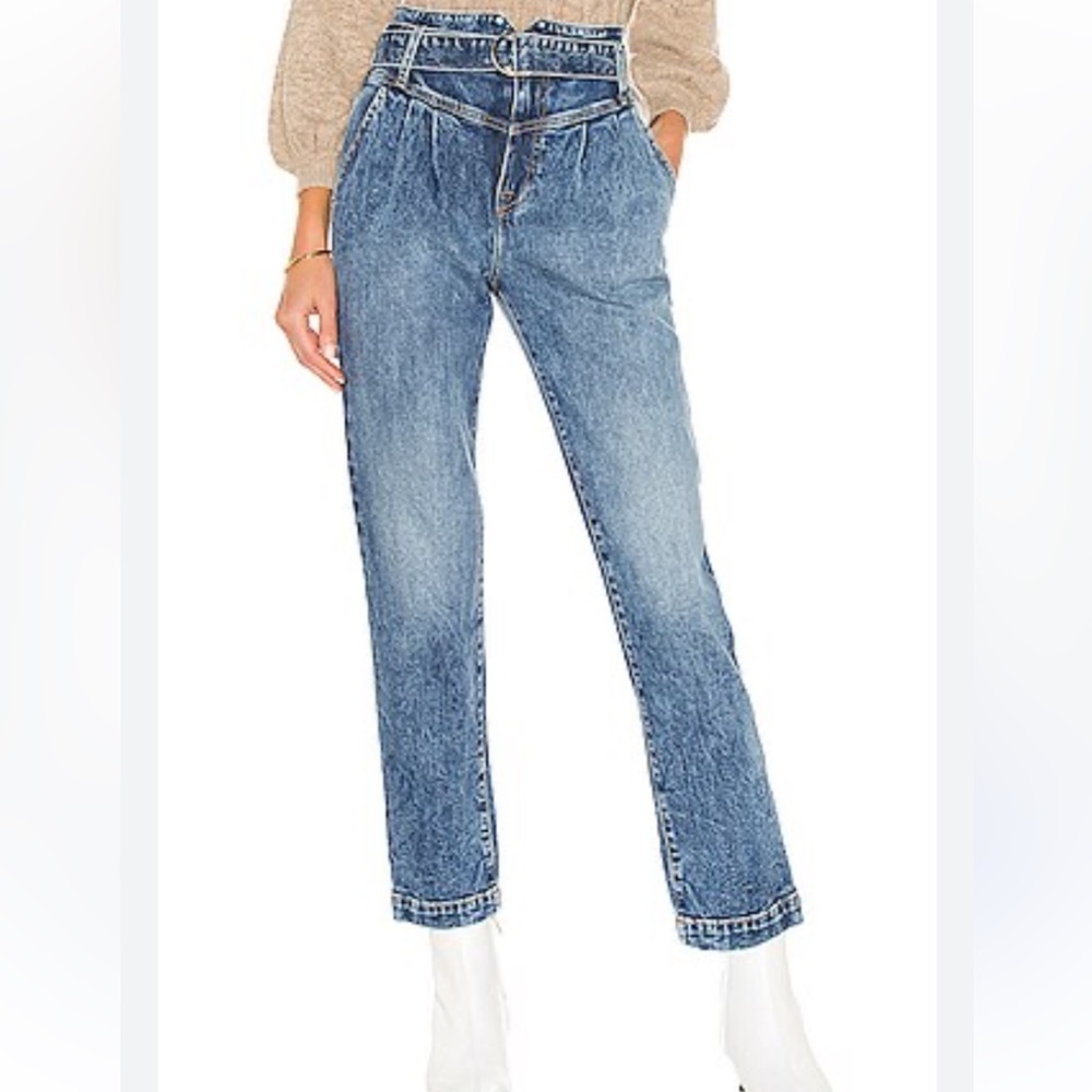 Jonathan Simkhai Cotton Standard Theo Pleated High Rise Cropped Jeans Size 31